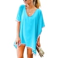 thumbnail image 1 of TIMIFIS Maillot de Bain à Franges pour Femmes Bikini Tenue de Plage Paréos pour Femmes Maillot de Bain Bikini Élégant Bordure Pompon Maillot de Bain - Été, 1 of 5