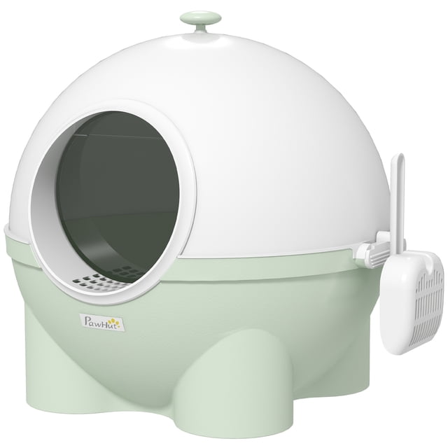PawHut Large Cat Litter Box, Enclosed Kitty Litter Box with Lid, Green