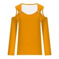 thumbnail image 4 of Yuyuzo Womens Tunic Tops Cold Shoulder Long Sleeve Shirts Loose Solid Color Lightweight Tee Tops, 4 of 5