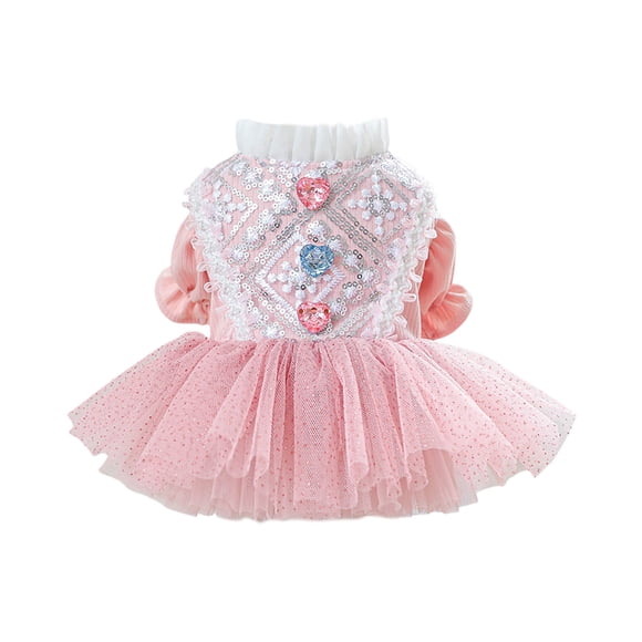 Fashionable Pet Clothes Blingbling Tutu Dress with Elegant Lace for Small Puppies Ideal for Parties and Celebrations