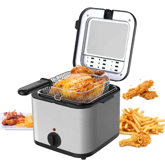Aoresac 2.5L Stainless Steel Electric Deep Fryer with Basket, 1000W, Temperature Control, Non-Stick, Dishwasher Safe, US Standard