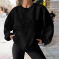 thumbnail image 2 of Pisexur Chandail en Molleton pour Femmes Décontracté Ample Automne Chandails en Molleton pour Femmes Couleur Unie Col Rond Chandail en Molleton Manches Longues Chemises pour Femmes Mode Chandail en Molleton Texturé Chandail Tops, 2 of 8