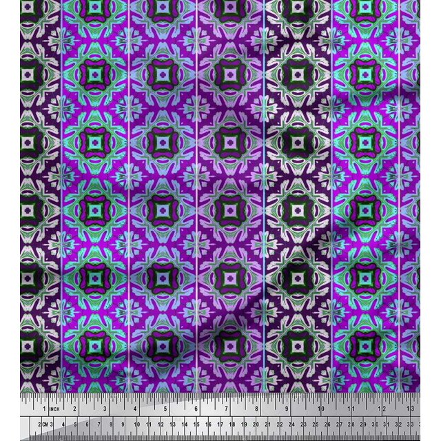 Soimoi Rayon Fabric Stripe & Moroccan Kaleidoscope Decor Fabric Printed Yard 56 Inch Wide