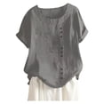 thumbnail image 1 of WEIYLL Womens T-Shirts Plus Size Linen Loose Tunic Breathable Boho Solid Dark Gray Blouse Sizes XXXL, 1 of 3