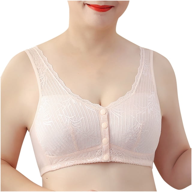 Timegard Front Closure Bras for Women Plus Size Lace Wireless Full Support Breathable Comfy Everyday Bra