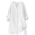 thumbnail image 4 of Penkiiy Womens Pullover Sweatshirt Plus Size,3/4 Sleeve Shirts V Neck Collared Button Down Shirt Tops with Pockets 3XL White, 4 of 4