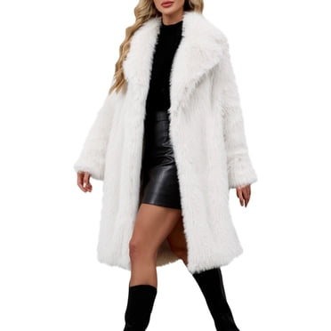 Women's Fur & Faux Fur Jackets & Coats Yigetop Women's Oversized Long Furry Jackets Warm Open Front Long Sleeve Lapel Winter Fluffy Outerwear Faux Fur Jacket Women, Coffee, L