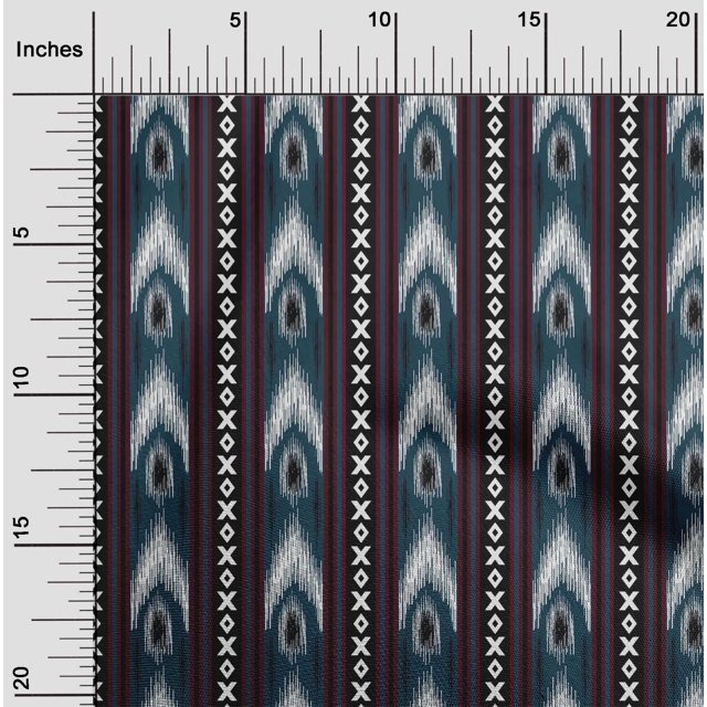 oneOone Polyester Lycra Fabric Stripe & Geometric Ikat Print Fabric By Yard 56 Inch Wide