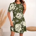 thumbnail image 1 of Ovzne Robes pour Femmes Robe Femme Mode pour Femmes Col Rond Manches Courtes Robe Chandail Imprimée Grande Taille Robe Maxi Manches Courtes Liquidation, 1 of 5