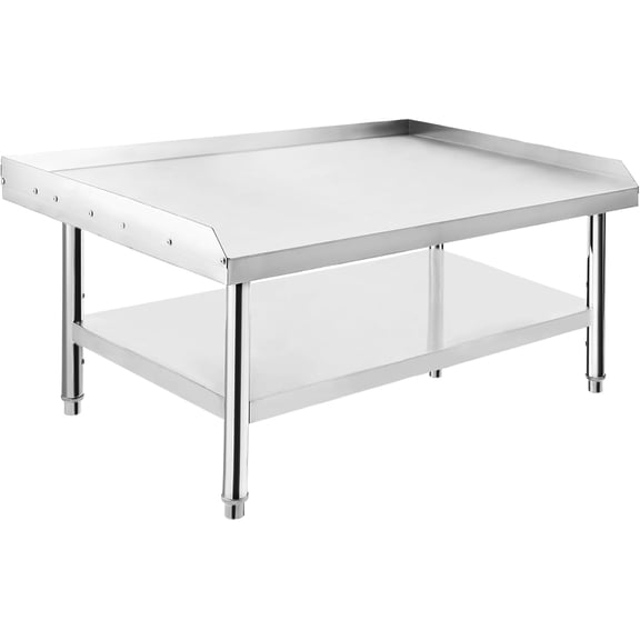 Gril en Acier Inoxydable 28 x 24 x 24 Pouces avec Tablette Inférieure de Rangement Ajustable, Support d'Équipement Table de Gril, pour Hôtel, Maison, Restaurant Commercial Cuisine, 28 Pouces x 24 Pouces x 24 Pouces, Argent