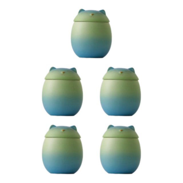 mmirethe Ceramic Canisters For Clutter-free And Organized Home Sturdy And Durable blue-green 150ml 5Set