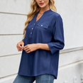thumbnail image 3 of UPPADA Chandails à Manches 3/4 pour Femmes Mode Tendance Hauts Décontractés Col Rond Chandail Ample Confortable Doux Blouses Grande Taille Coupe Ample T-Shirts Décontractés Vêtements au Coude Chandails à Manches 3/4 pour Femmes Économie, 3 of 8