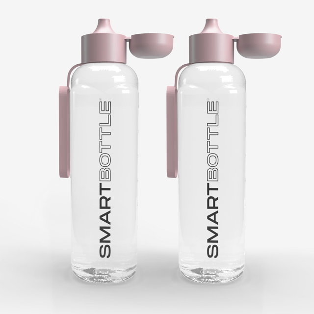 Smartbottle Sports Large Reusable Water Bottle, Light Pink, 1000ml / 1L, 2-Pack