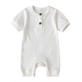 thumbnail image 1 of Birdeem Barboteuse pour Bébés Filles Combinaison d'Été pour Enfants Garçons et Filles Bébé Bouton Manches Courtes Col Rond Mignonne Unie Shorts Barboteuses, 1 of 12