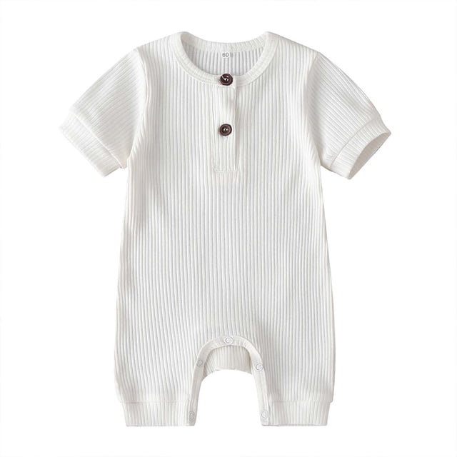 Birdeem Barboteuse pour Bébés Filles Combinaison d'Été pour Enfants Garçons et Filles Bébé Bouton Manches Courtes Col Rond Mignonne Unie Shorts Barboteuses
