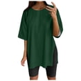 thumbnail image 1 of WEIYLL Women's T Shirts Oversize Sports Summer Solid Tunic Loose With Slits Green Tees Sizes M, 1 of 4