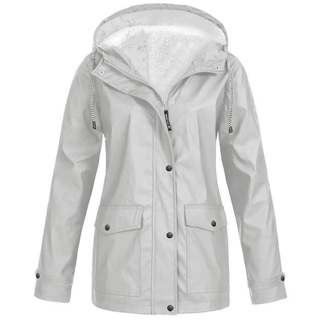Aqestyerly Women Raincoat Windproof Hooded Jacket Outdoor Solid Color Lightweight Rain Jacket With Pockets HWRETIE