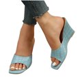 thumbnail image 4 of KIHOUT Summer Womens Sandals, New Sloping Heels for Ladies Casual Wearing Sandals, Retro Open Toe Slippers, 4 of 6