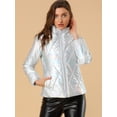 thumbnail image 4 of INSPIRE CHIC Veste Matelassée Courte Métallisée à Fermeture Éclair Holographique pour Femme, 4 of 6