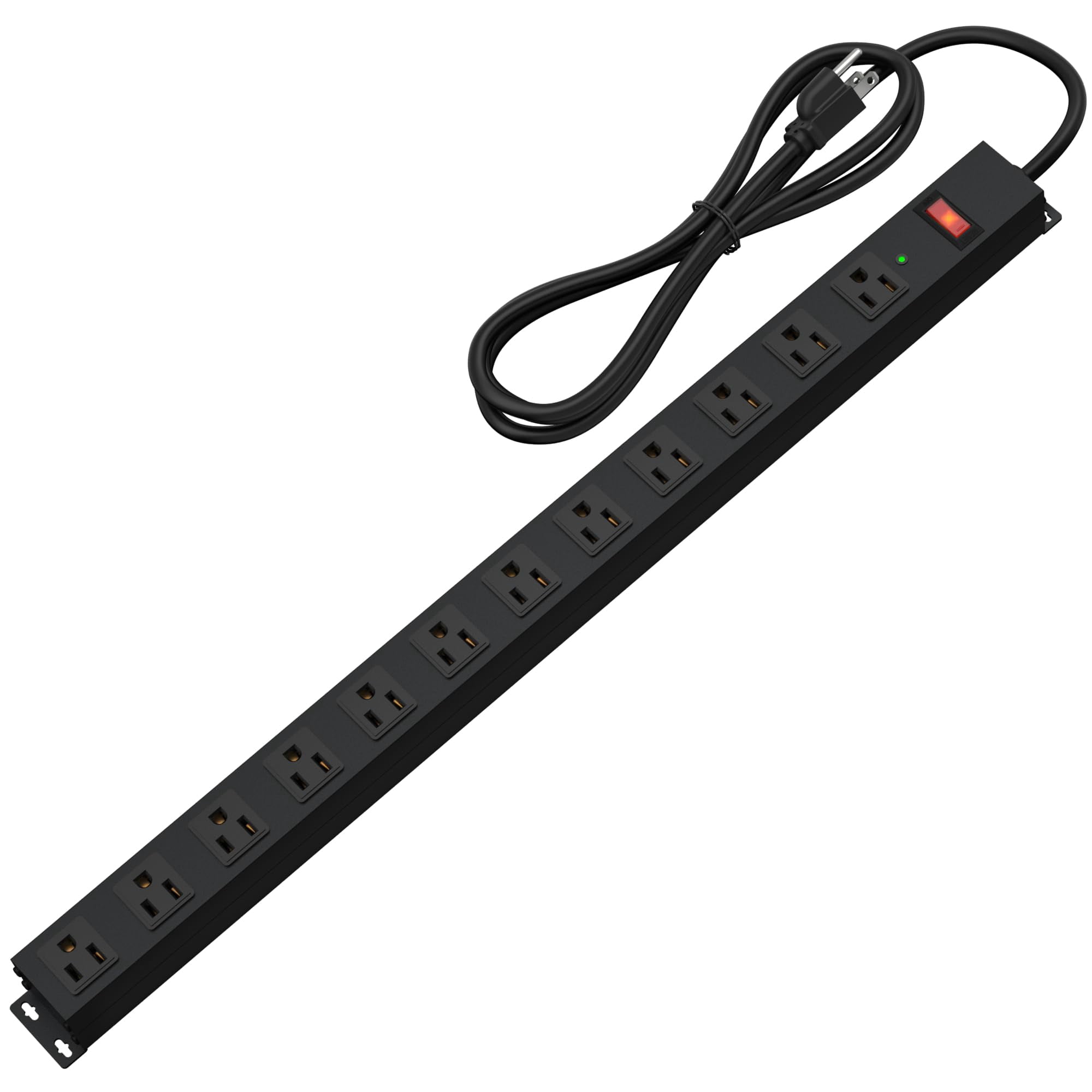 12 Outlet Long Power Strip Surge Protector with 2100 Joules, 6FT Power Cord, Wide Spaced Outlet Power Bar, Overload Protection Switch, Industrial Heavy Duty for Work Ben
