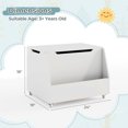 thumbnail image 3 of Gymax Kids Toy Box Wooden Storage Chest Bench w/ Bookshelf Wheels Safety Hinge Lid, 3 of 9
