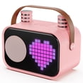 thumbnail image 1 of JYX Karaoke Machine, Home Karaoke System with 15 Animated Dispaly Modes, Mini Portable Speaker with 2 Microphones, Pink, 1 of 13