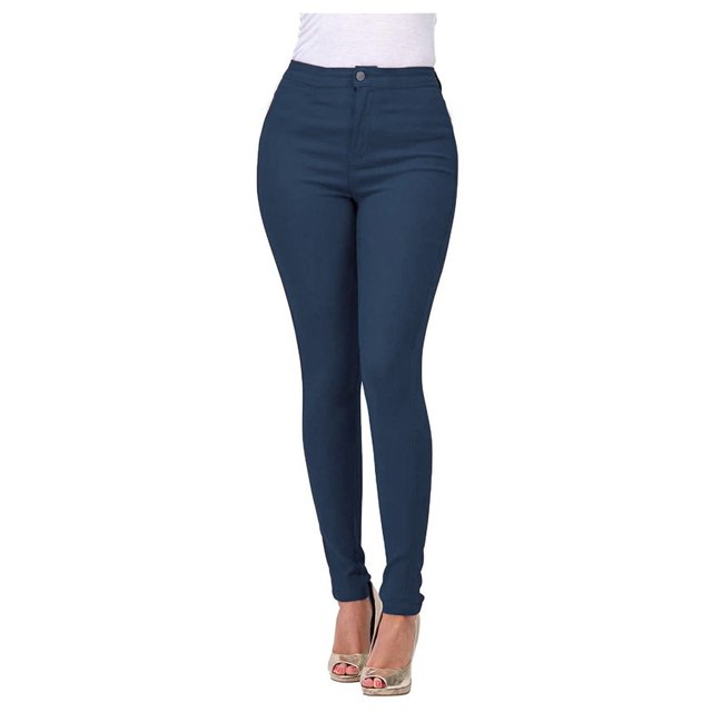 WTXUE High Waisted-Rise Colored Jeans Stretchy Pants for Women Blue