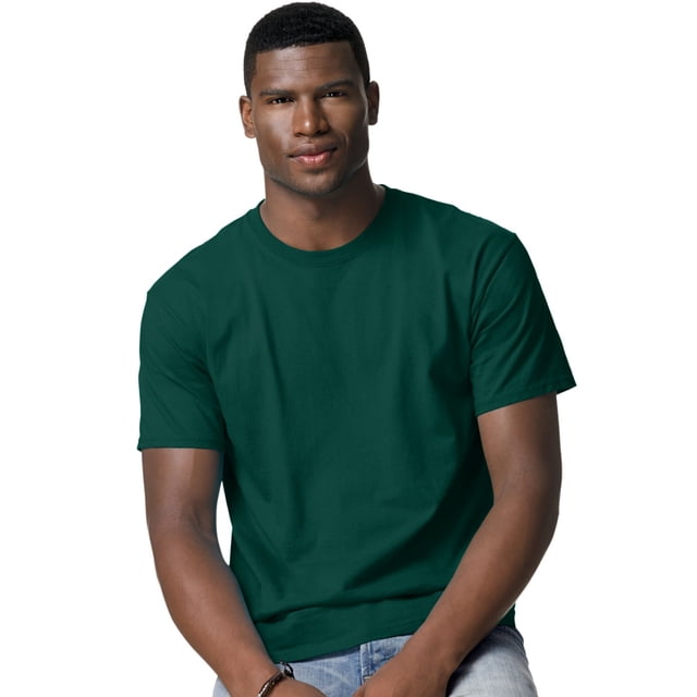 Hanes TAGLESS Men`s T-Shirt - Best-Seller, S, Deep Forest