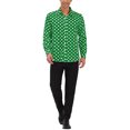 thumbnail image 2 of INSPIRE CHIC Men's Shirt Polka Dots Pattern Point Collar Long Sleeve Button Down Shirt 38 Dark Green, 2 of 6
