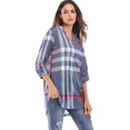 thumbnail image 4 of Chemise à Carreaux Manches 3/4 pour Femmes Tunique Col en V Pull Décontracté Blouses Tops, 4 of 7