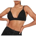 thumbnail image 1 of IROINID Balconnet Réduit pour Femmes Été Couleur Unie Style Boîte de Nuit Soutien-Gorge à Sequins, Noir, 1 of 6