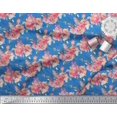 thumbnail image 2 of Soimoi Tissu en Rayonne Bleu Ranunculus & Roses Imprimé Floral Tissu d'Artisanat au Mètre 42 Pouces de Large, 2 of 3