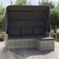 thumbnail image 1 of vidaXL 3-Seater Garden Sofa with Roof and Footstool Grey Poly Rattan, 1 of 5