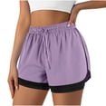thumbnail image 1 of Plebaso Women's 2 in 1 Running Shorts Elastic Waist Drawstring Athletic Shorts Lightweight Workout Shorts, 1 of 6