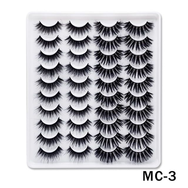 False Eyelashes Faux Mink Lashes 20 Pairs Long Dramatic Fluffy Volume Natural Fake Eyelashes Value Pack MC-3