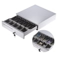 thumbnail image 2 of Boîte Tiroir-Caisse Électronique Robuste Rangement 5 Billets 5 Plateaux à Pièces Prise en Charge de l'Entrée de Chèques Ouverture Automatique Manuelle Verrouillage par Clé RJ11 pour Imprimante Epson Star POS Caisse Enregistreuse - Plateau à Pièces Réglable Mobile, 2 of 8