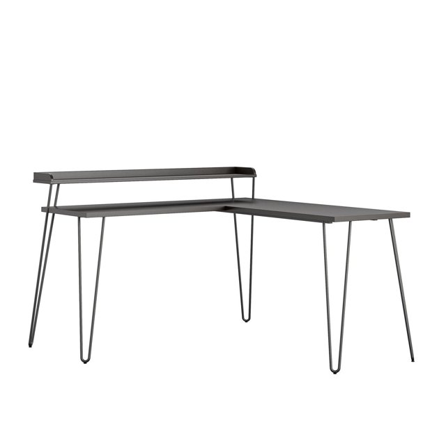 Ameriwood Home Haven L Desk with Riser, Black Oak