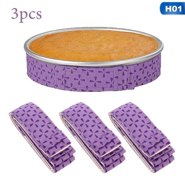POINTERTECK 3Pieces Cake Strips Cake Pan Strips Baking Tin Wraps Bake Even Strip Set Absorbent Pan Strips Cake Baking