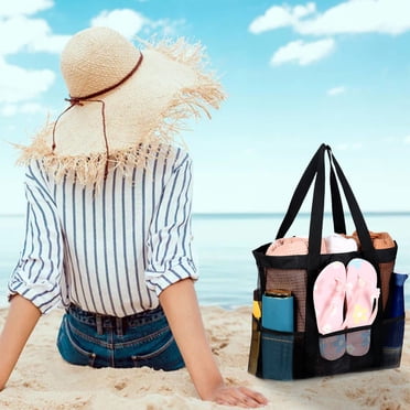 Dvkptbk Beach Bags, Sandproof, Mesh Beach Bag for Swim Pool Bag Beach Tote Bag,Toy Tote Bag,Grocery Storage Net Bag Swimming