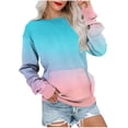 thumbnail image 1 of Lmnyox Chandails à Col Rond pour Femmes, Mode Décontractée, Imprimé, Manches Longues, Chandails à Enfiler avec Poche, Chemises Basiques Amples, 1 of 6