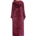 thumbnail image 4 of Kcodviy Flannel Long Sleeve Robe Womens Robes 3X with Hood and Zipper Robes with Hood Couples' Sleepwear for Autumn Women Shower Robe with Hood and Winter, 4 of 8