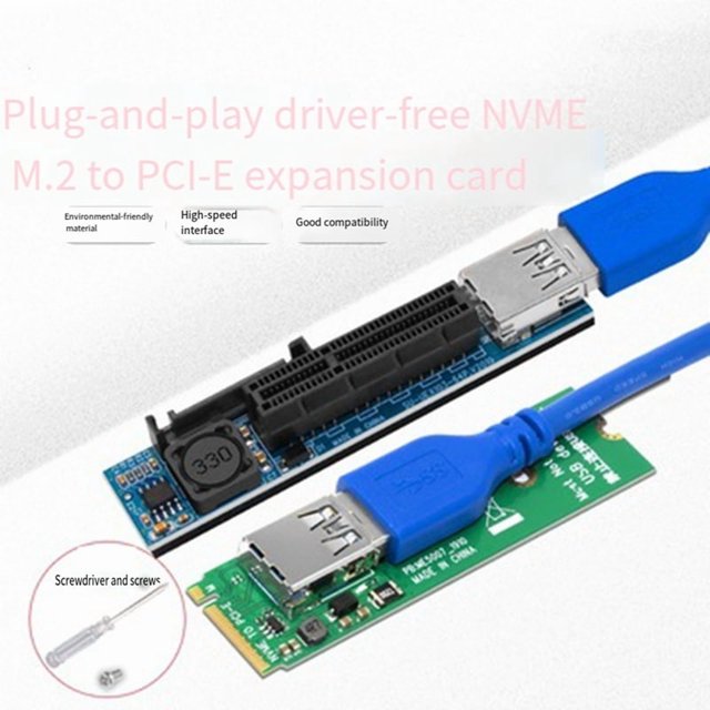 PCB NVMe M.2 to PCIe X4 Riser Extender Card, PCI-Express X4 Slot Adapter, 0.6m Cable for Motherboards
