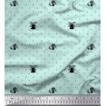 thumbnail image 1 of Soimoi Green Rayon Crepe Fabric Gift Box & Bell Dots Print Fabric by the Yard 46 Inch Wide, 1 of 3
