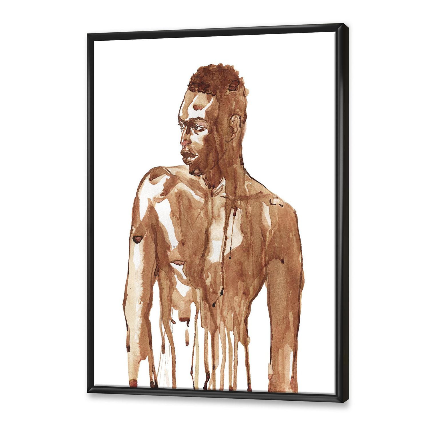 Designart Portrait de bel homme africain sur blanc II ART MURAL À CADRE FLOTTÉ