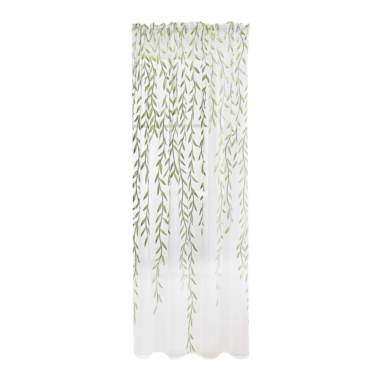 Rongfmy Modern Curtain Green Window Draperies Washable for Living Room Bedroom 200cm