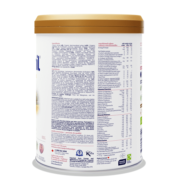 Kendamil Organic Whole Milk Baby Formula Powder, European with