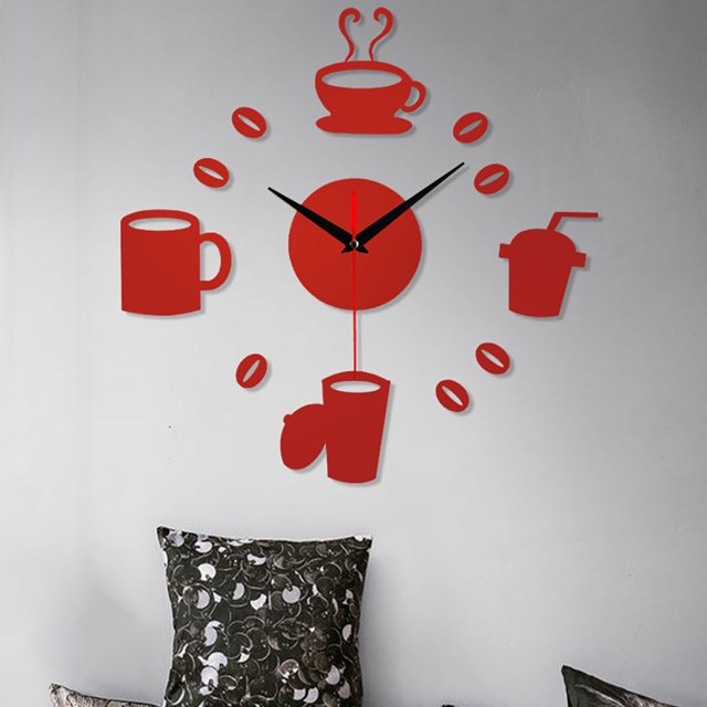 Up to 65% off Kitchen Gadgets Frameless DIY Wall Mute Clock 3D Mirror Surface Sticker Home Office Decor Kitchen Organizers and Storage