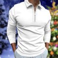 thumbnail image 2 of Men Casual Solid Turndown Pullover Zipper Long Sleeve Blouse, 2 of 8