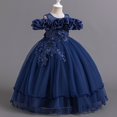 thumbnail image 2 of Ashirexll Robe de Performance Sans Manches pour Filles Jupe Tutu en Maille Col Rond Robe Trapèze Formelle pour Hôte Fête Tenue de Danse Âge 3-14 Ans Marine 9 Ans, 2 of 3