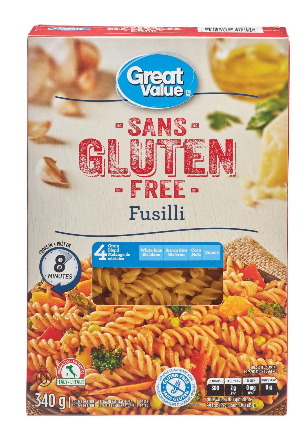 Great Value Gluten Free Fusilli Pasta 340 G